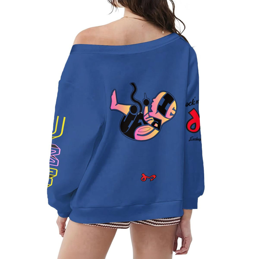 Jock'n My Fresh Women's Off-Shoulder Sweatshirt with Micro-Fleece Lining|DTF