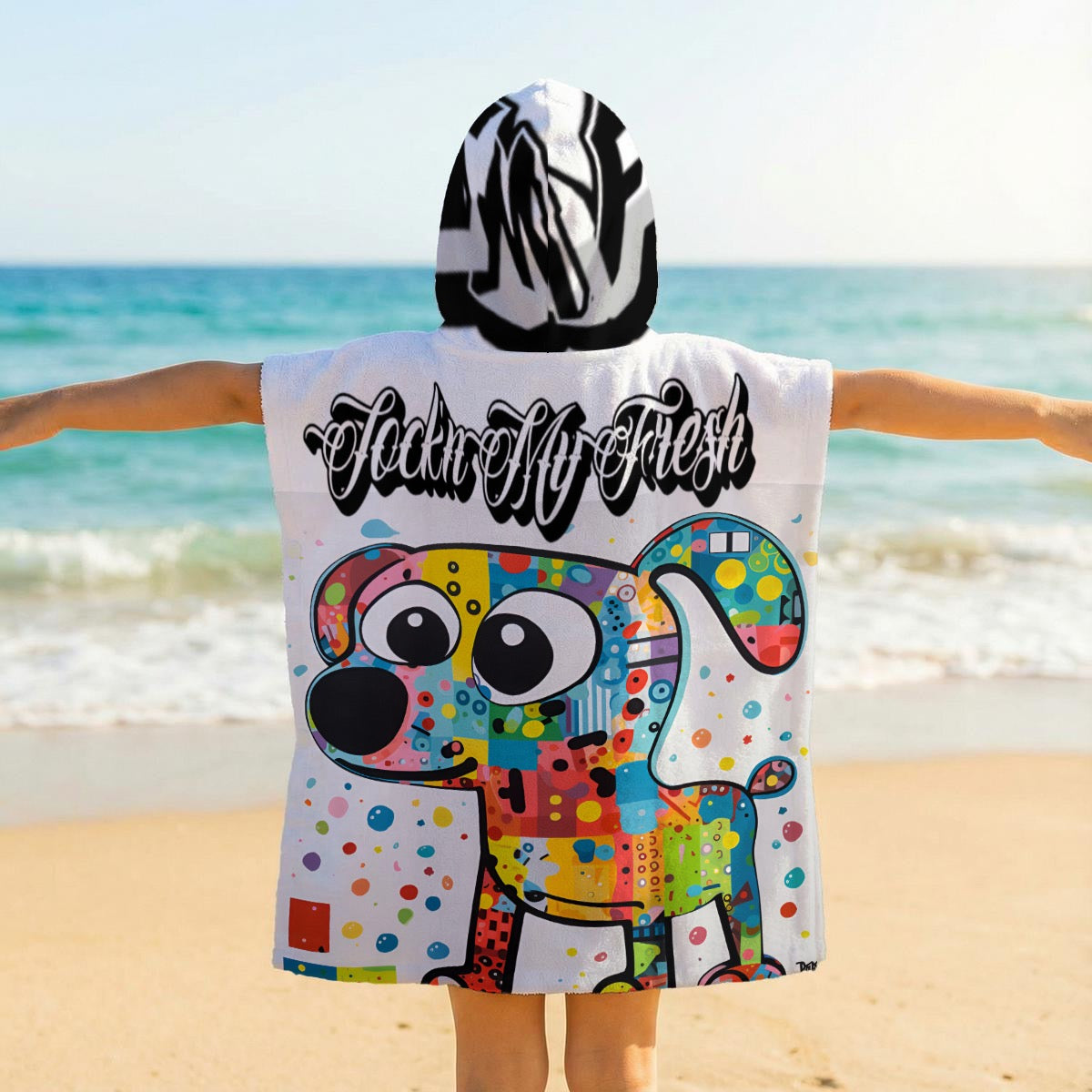 Jock'n My Fresh All-Over Print Kid's Hooded Towel Poncho