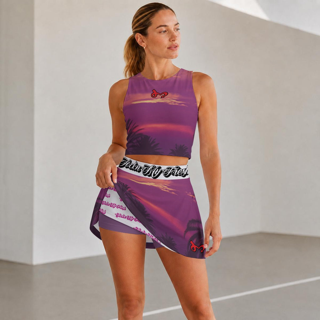 Jock'n My Fresh Print Women's Triple-Layer Vest Skirt Set