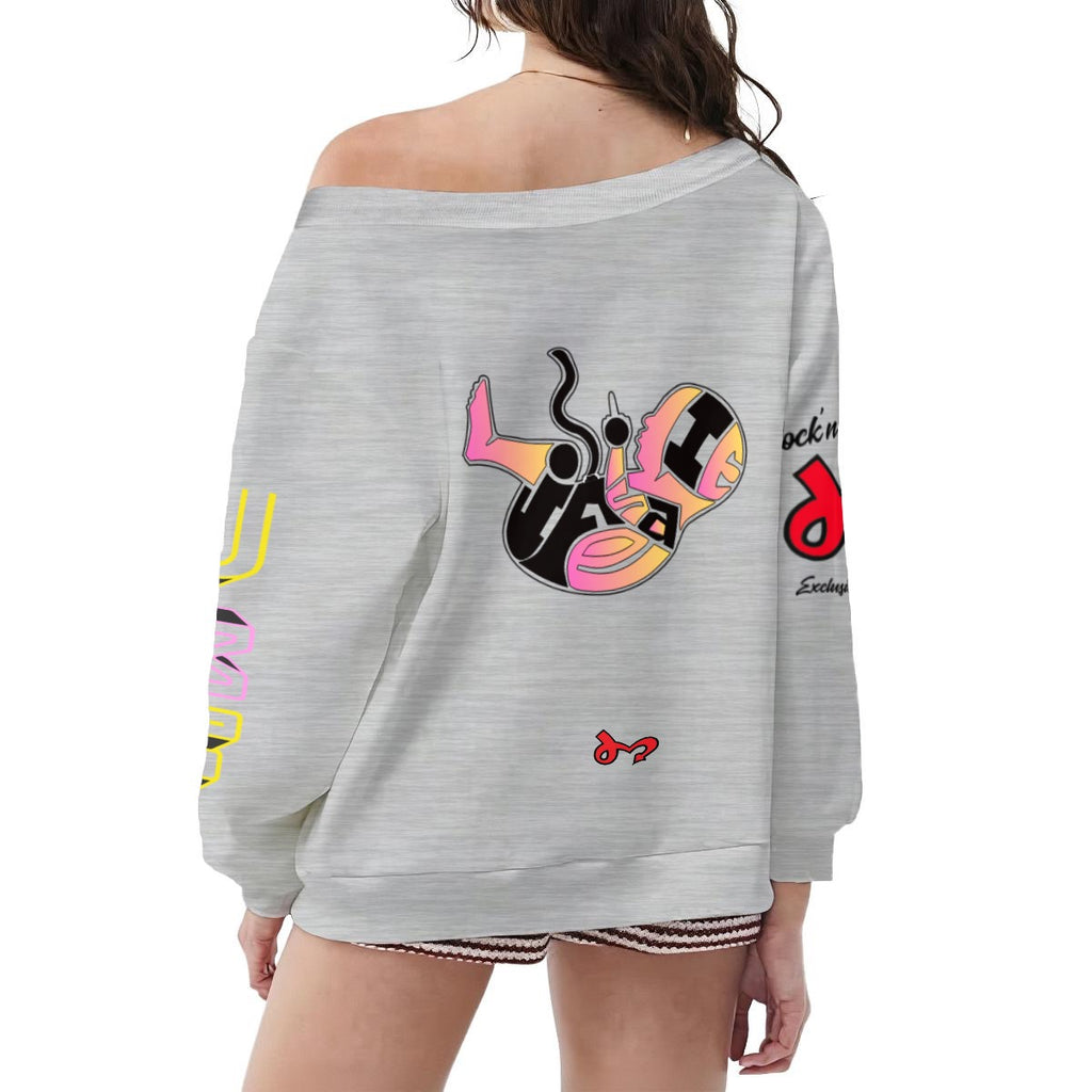 Jock'n My Fresh Women's Off-Shoulder Sweatshirt with Micro-Fleece Lining|DTF