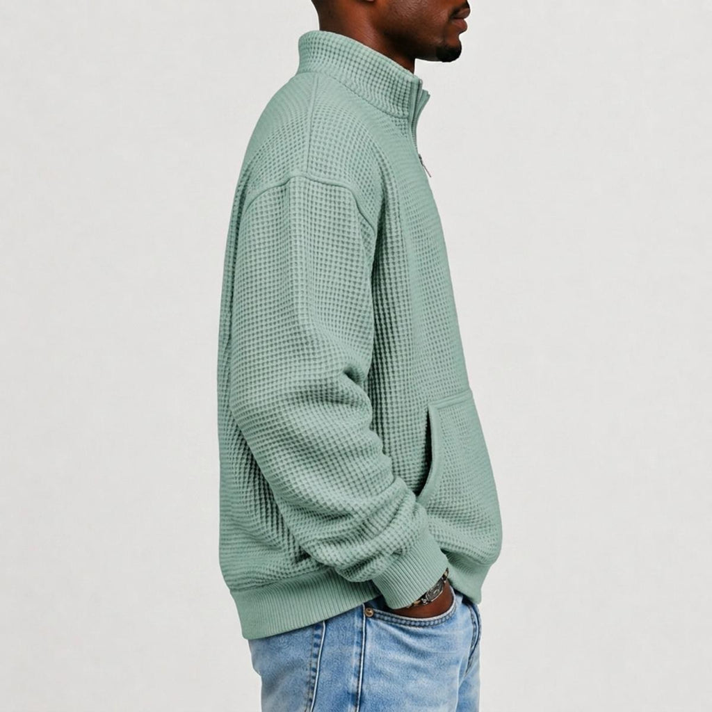 Jock'n My Fresh Men's Waffle Knit Casual Sweatshirt With Half Zipper|DTF