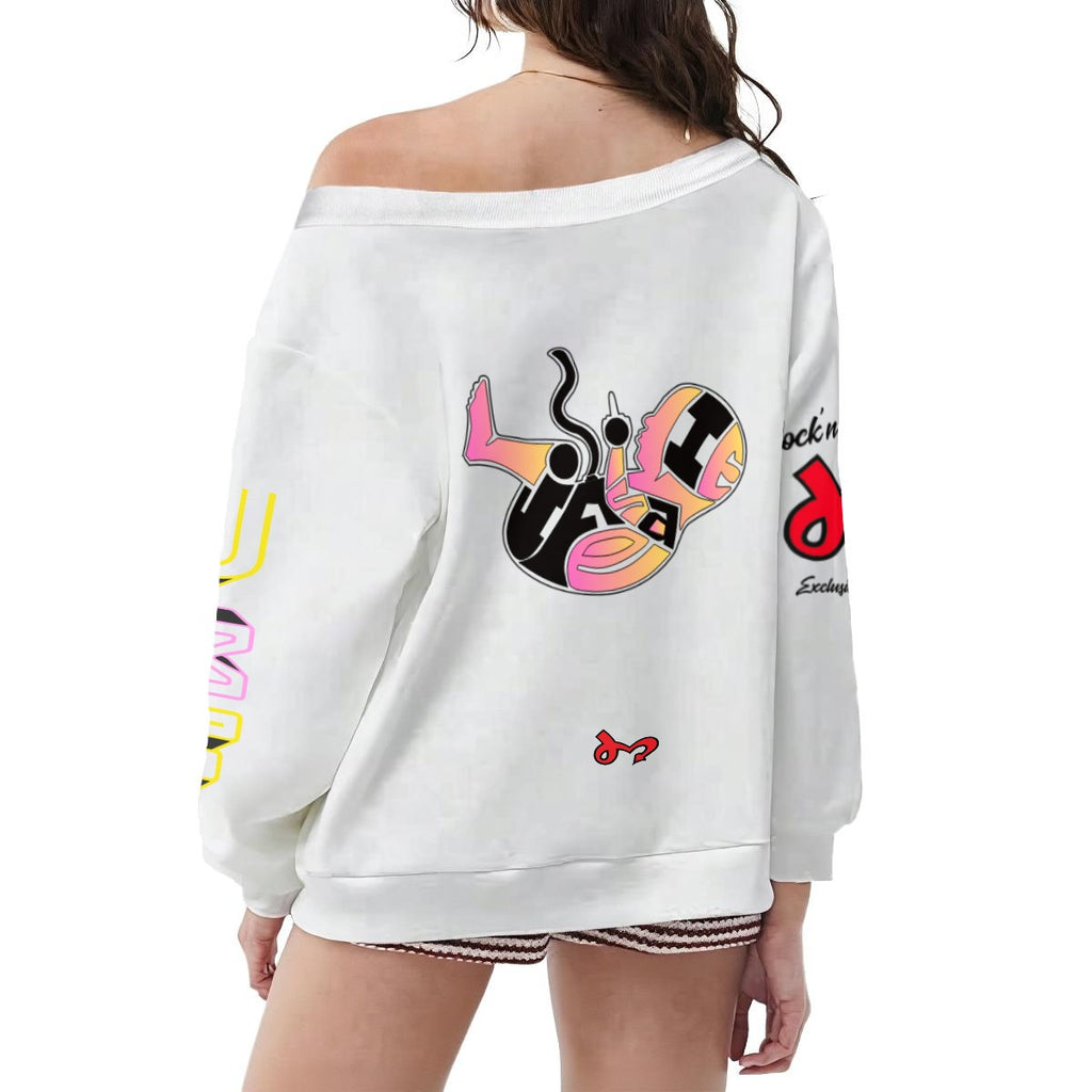 Jock'n My Fresh Women's Off-Shoulder Sweatshirt with Micro-Fleece Lining|DTF