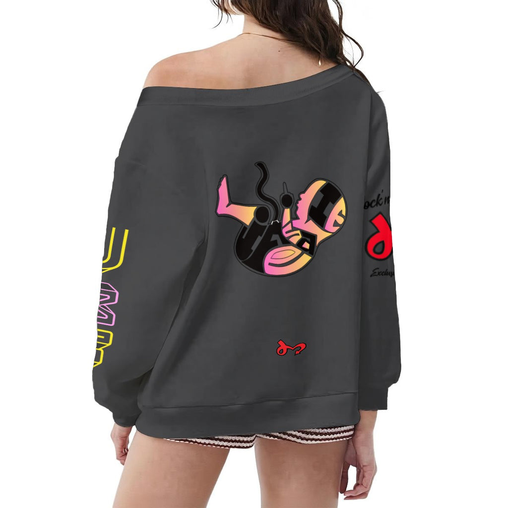 Jock'n My Fresh Women's Off-Shoulder Sweatshirt with Micro-Fleece Lining|DTF