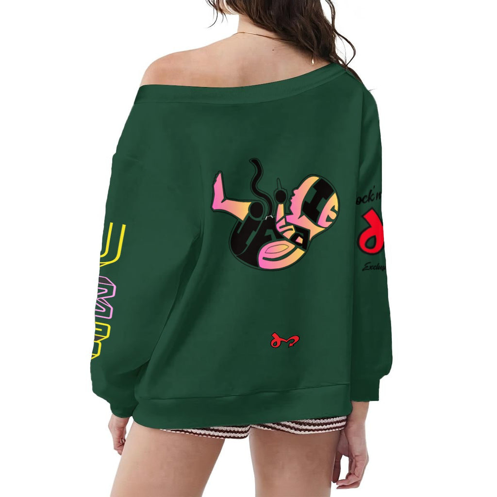 Jock'n My Fresh Women's Off-Shoulder Sweatshirt with Micro-Fleece Lining|DTF