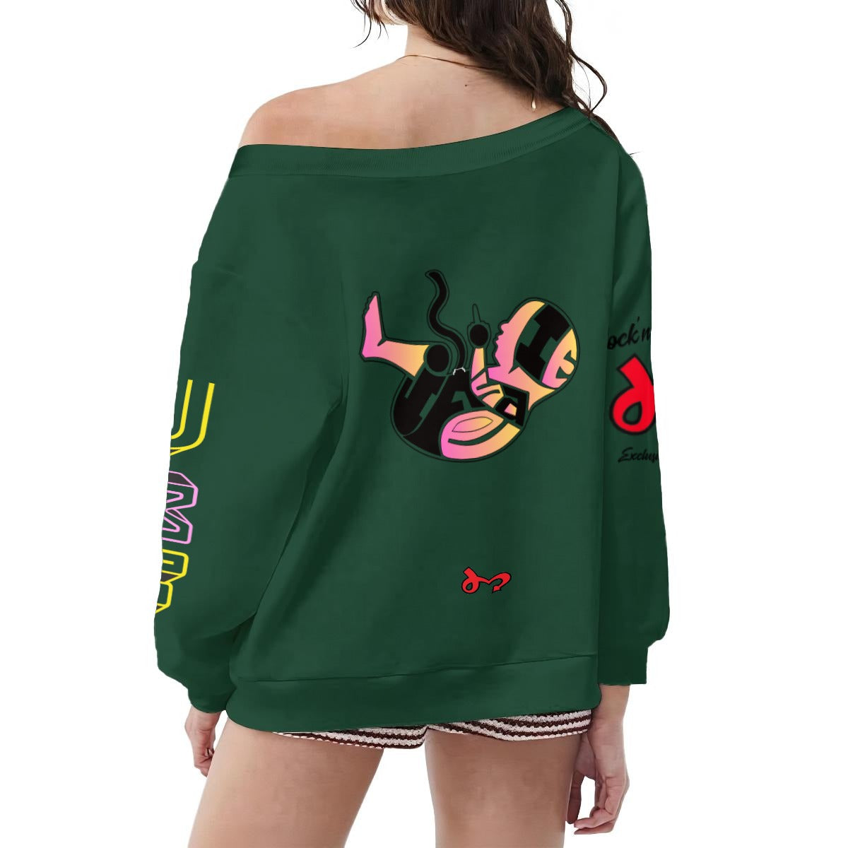 Jock'n My Fresh Women's Off-Shoulder Sweatshirt with Micro-Fleece Lining|DTF