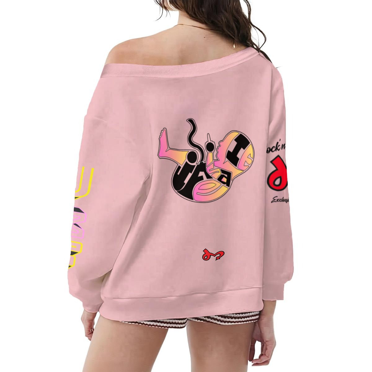 Jock'n My Fresh Women's Off-Shoulder Sweatshirt with Micro-Fleece Lining|DTF