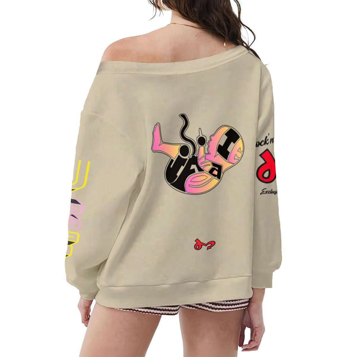 Jock'n My Fresh Women's Off-Shoulder Sweatshirt with Micro-Fleece Lining|DTF
